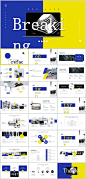酷炫极简黄蓝杂志风互联网络平台项目产品开发布介绍PPT动态模板-淘宝网