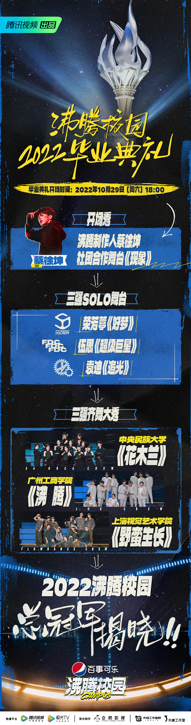 沸腾校园 综艺长图 节目单长图 排版参考