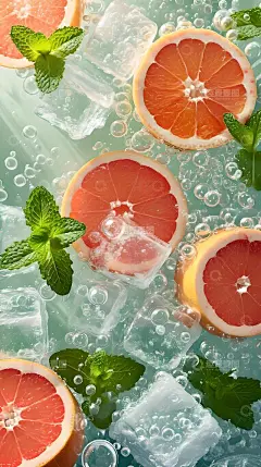 夏天西柚气泡水手机壁纸高清模板免费下载-趣麦麦图