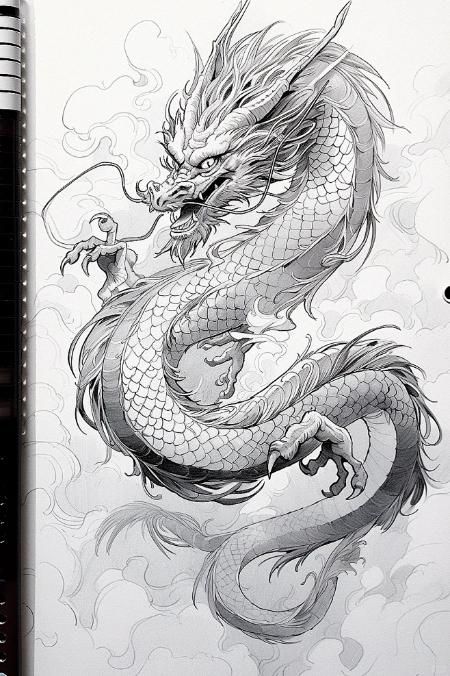 龙素描铅笔画物料本杯包