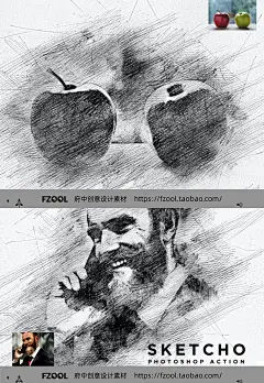 草稿草图效果(2) 平面设计素材素描手绘艺术插画高级模板PS动作-淘宝网