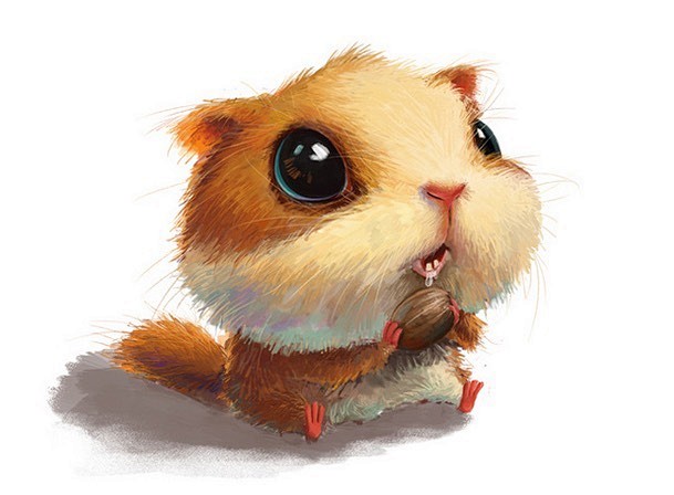 小松鼠吃坚果-原创绘画