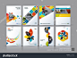 Business vector set. Brochure template layout, cover design annual report, magazine, flyer in A4 with colourful flying triangles, square, circles, flower, polygons for science, teamwork. Abstract - 商业/金融,抽象 - 站酷海洛创意正版图片,视频,音乐素材交易平台 - Shutterstock中国独家合作伙伴 