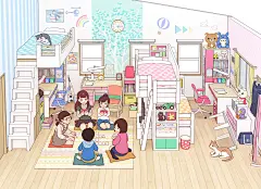 心跳！住宿会插画图片壁纸