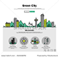 One page web design template with thin line icons of green city eco technology, sustainability of local environment, town ecology saving. Flat design graphic hero image concept website elements layout-建筑物/地标,工业-海洛创意(HelloRF)-Shutterstock中国独家合作伙伴-正版图片在线交易平