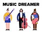 music dreamer yellow start music blue human illustration banner