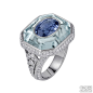 卡地亚高级珠宝Sortilge de Cartier系列戒指：铂金，蓝宝石，海蓝宝石，明亮式切割钻石
