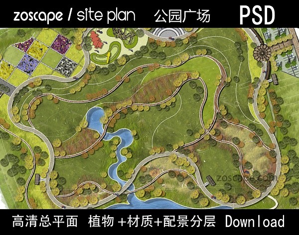 PSD公园大草坪-平面图
