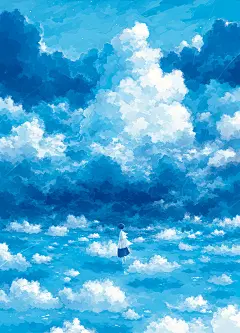 插画师悠里的一组作品，这样的蓝色简直美到心里了，无水印存图~Pid=59205 ​​​​ #插画艺术作品# #燃烧吧毕设# ​​​​