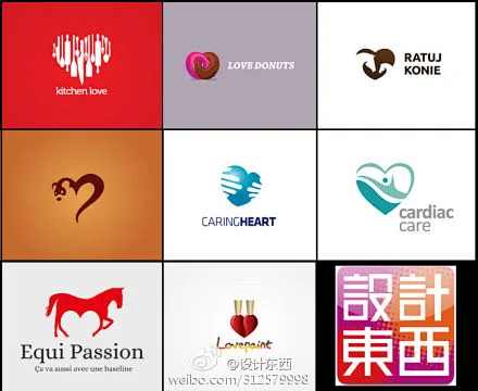 设计东西：散发爱意的几个logo欣赏~点开会发现，logo的造型都是以爱心为基础的 -花瓣网