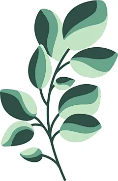 枝叶繁茂的手绘风格植物插画