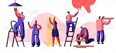 女人,专业人员,梯子,职业,工匠,人,男人,服务,修理