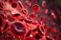 a picture of blood cells with a red background