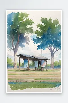 数字艺术水彩风景画水彩静物田园风插画装饰-众图网