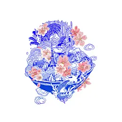 卡通龙图案收回龙花朵图案男装印花素材图腾龙图案