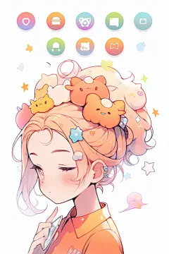 夏日橘色活泼扁平风多巴胺女孩穿搭人物插画