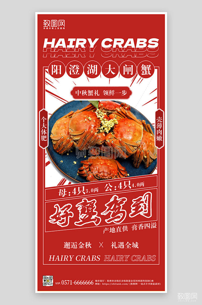 金秋美食大闸蟹手机海报
