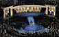 Democratic presidential nominee Sen. Barack Obama gave his acceptance speech Thursday on a richly blue set built on Invesco Field at Mile High Stadium in Denver.