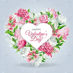 贺卡,模板,风铃草属,情人节,白色,牡丹,粉色,丁香花,心型,玫瑰