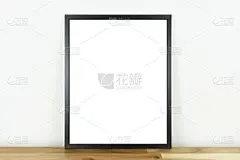 时尚的薄黑色空白框架。现代家居装饰。模拟。孤立的