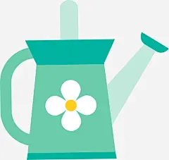 手绘绿色花洒免抠素材_新图网 https://ixintu.com 免抠PNG 手绘 水壶 绿色 花朵 花洒 花瓣