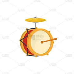 Drum with musical cymbals. Musical instrument