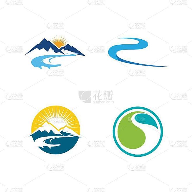 河流图标矢量插图设计