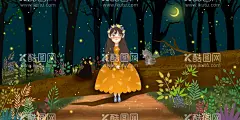 森系  插画  手绘  psd  - 源文件下载【酷图网】森系,插画,手绘,psd,背景