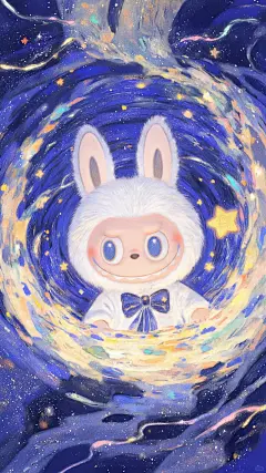 Labubu壁纸分享|蓝色星月夜下的TA - 小红书