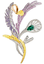 Boucheron Bouquet d’Ailes brooch set with emeralds, colored sapphires, fine stones and diamonds.