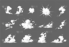 烟的特殊效果在半漫画家风格的插图