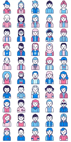 人物工作职业办公男女卡通动漫头像插画插图icon图标模板素材设计-淘宝网