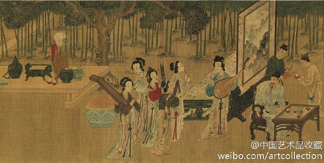 #南宋四大家#【 南宋 刘松年 《十八学士图》 】卷，绢本设色，台北故宫藏。作品描绘