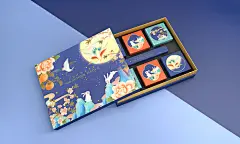 橘猫设计x中秋月夜花朝礼盒包装设计手绘国潮插画-古田路9号-品牌创意/版权保护平台