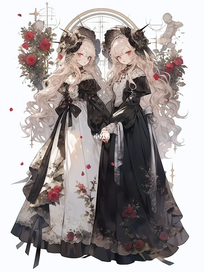 角色设计‍♀️玫瑰异界的花间双影：妤与薇
