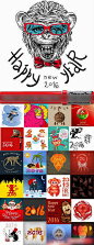 2016猴年 猴子背景图案矢量图 设计素材 25个EPS 2016010354-淘宝网