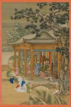 清  郎世宁   弘历雪景行乐图