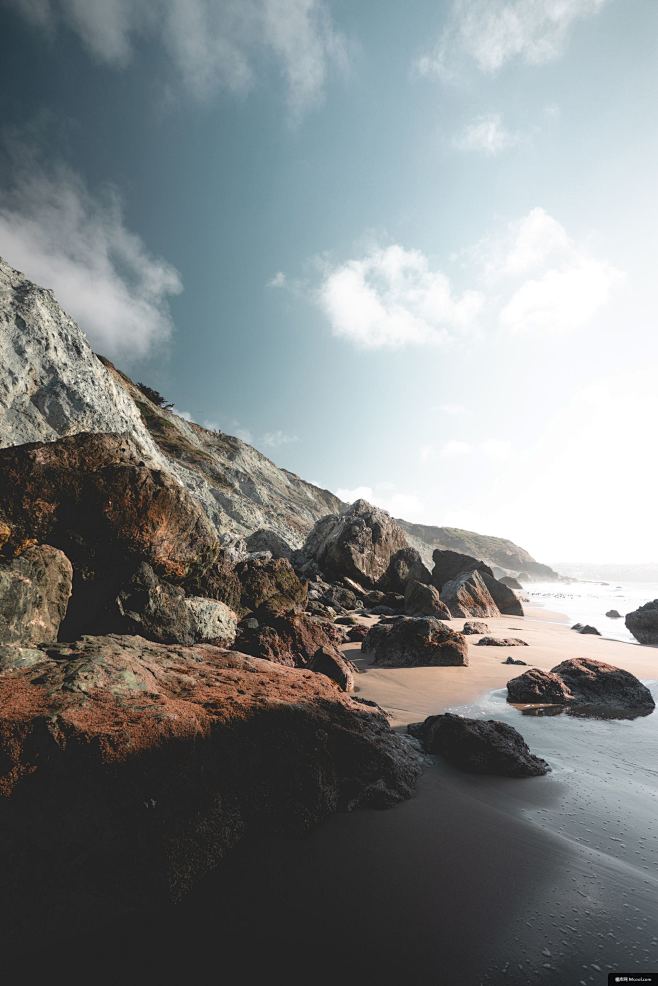 岩石 海洋 悬崖 海岸 沙 海滩 风景摄...