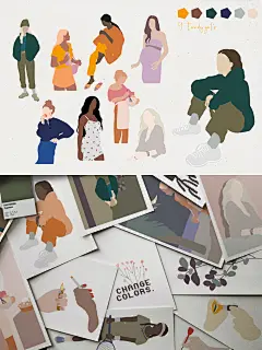 矢量插画 现代女性 时髦 服饰 现代 女性 矢量人物矢量素材