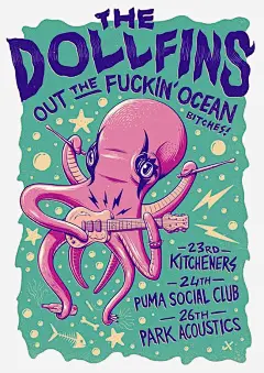 八爪鱼海报高清素材 吉他 海洋 生物 音乐 平面广告 设计图片 免费下载