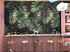 3d热带雨林芭蕉叶墙纸森林绿色植物壁画客厅奶茶店北欧风ins壁纸-淘宝网
