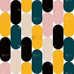 几何极简主义艺术海报与简单的形状和数字。