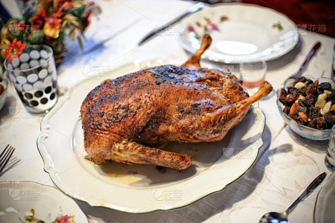 鸭子肉,圣诞节,桌子,鹅肉,雁属,鸭脯,...