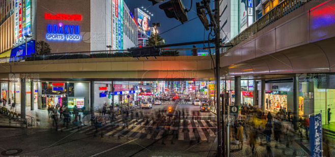 新宿区,夜晚,全景,商店,日本,东京,霓虹灯,拥挤的,市区路,活力