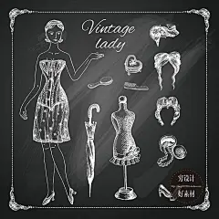 矢量粉笔手绘餐饮咖啡厅黑板字母食品水果粉笔画EPS设计元素 G05-淘宝网