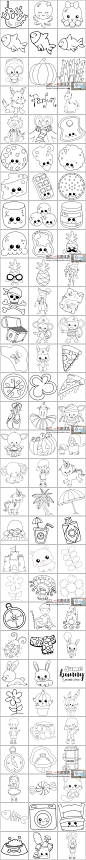 1872卡通幼儿园儿童手绘黑白线描线稿简笔画打印涂色PNG免扣素材-淘宝网
