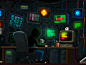 Crypto-Tower / 01. Hacker Floor game design game crypto cyber digital computer brushes photoshop illustration neo matrix hacker cyberpunk ethereum cryptocurrency
