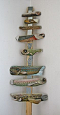 Painted Driftwood Fish Sculpture