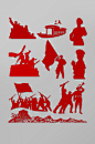 红色革命人物军人剪影党建元素免抠元素-众图网
