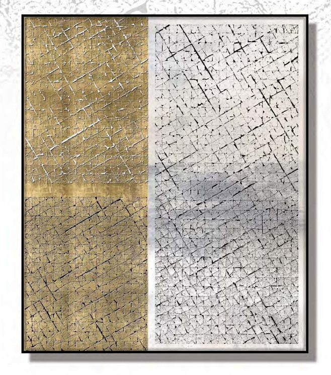 喷绘底金箔肌理画